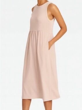 a new day pink  Sleeveless Midi Dress with Pockets